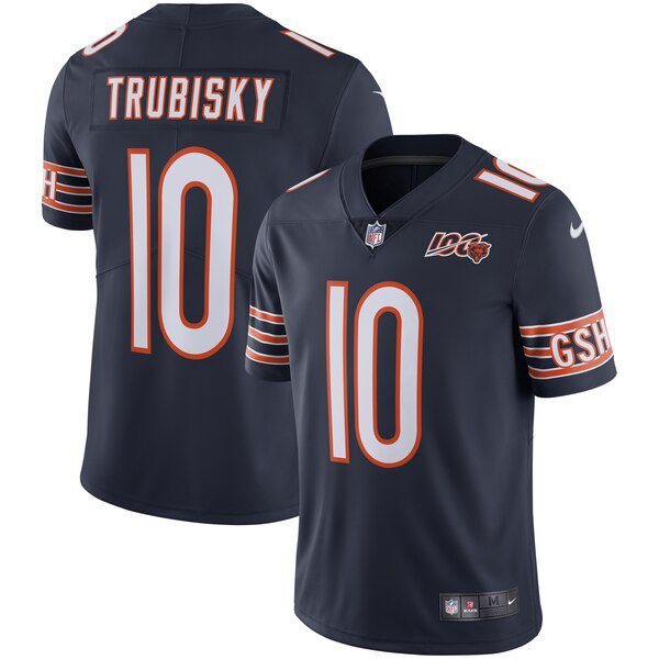Men Chicago Bears #10 Trubisky Blue Nike 2019 100th Season Alternate Classic Retired Player Limited NFL Jerseys->chicago bears->NFL Jersey